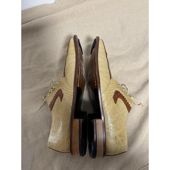 David Eden Shoes Mens Size 9 Tan Brown Genuine Lizard Crocodile Handmade Oxford main image 13